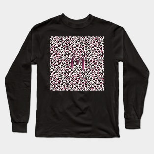 Letter M Monogram & Pink Leopard Print Long Sleeve T-Shirt